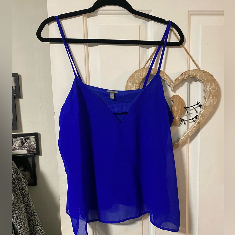 Electric blue chiffon tank
